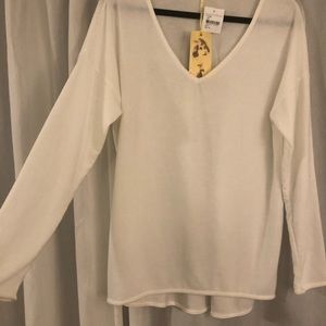 NWT Gibson ivory v-neck sweater